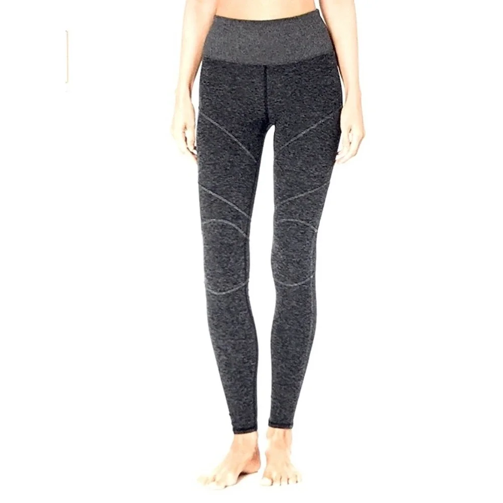 Alo Leggings Revel Fleece Lined Women Size XS Black Gray High‎ Rise